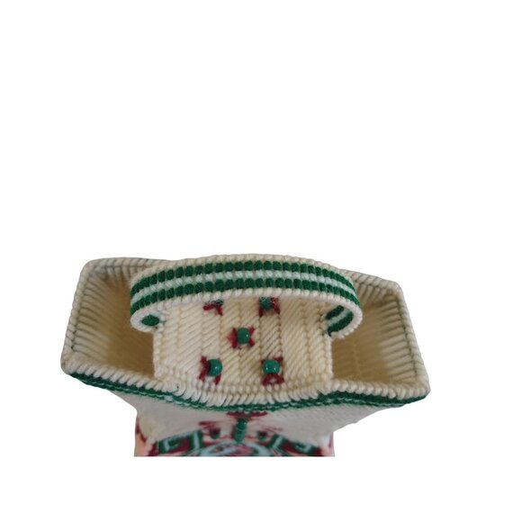 Handmade Needlepoint Southwest Style 11"x7"x2.5" Wedding Vase Decorative Vintage - Picture 7 of 7